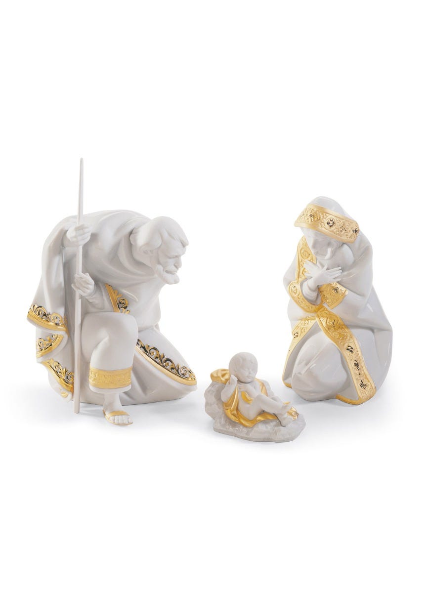 Set Silent Night Nativity Figurine Golden Lustre - Lladro-USA