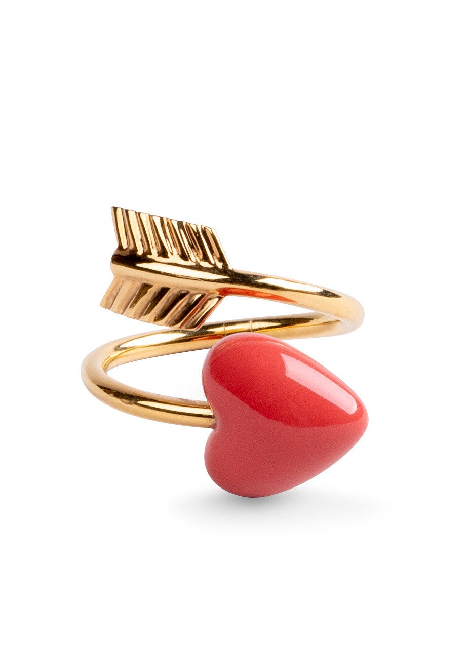 Louis Vuitton Gold and Red Heart Ring