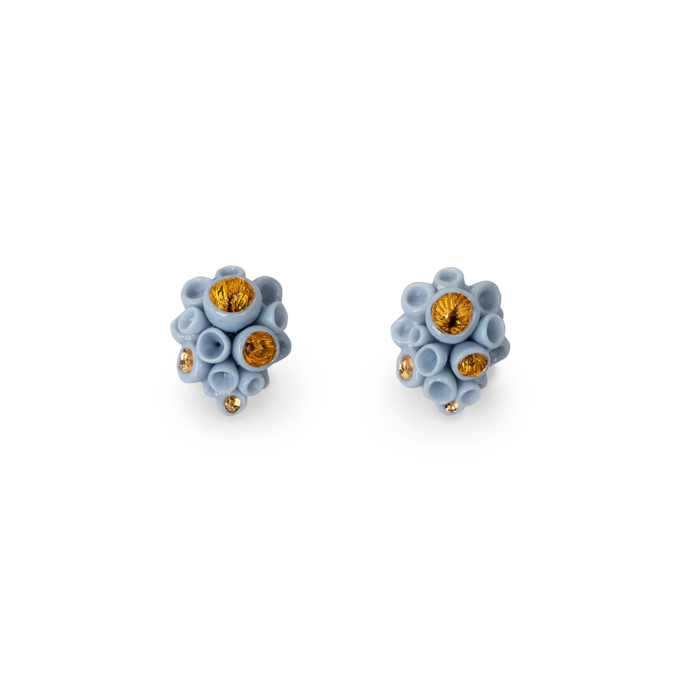 gold blue stud earrings