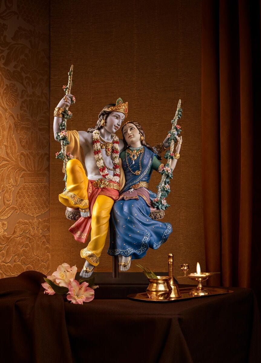 Radha Krishna on a Swing Sculpture. Limited Edition | Lladró 