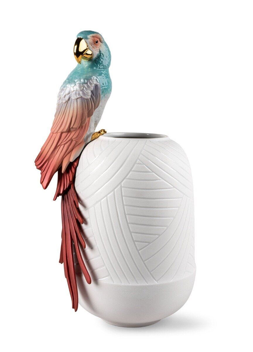 Macaw bird vase. Red - Lladro-USA