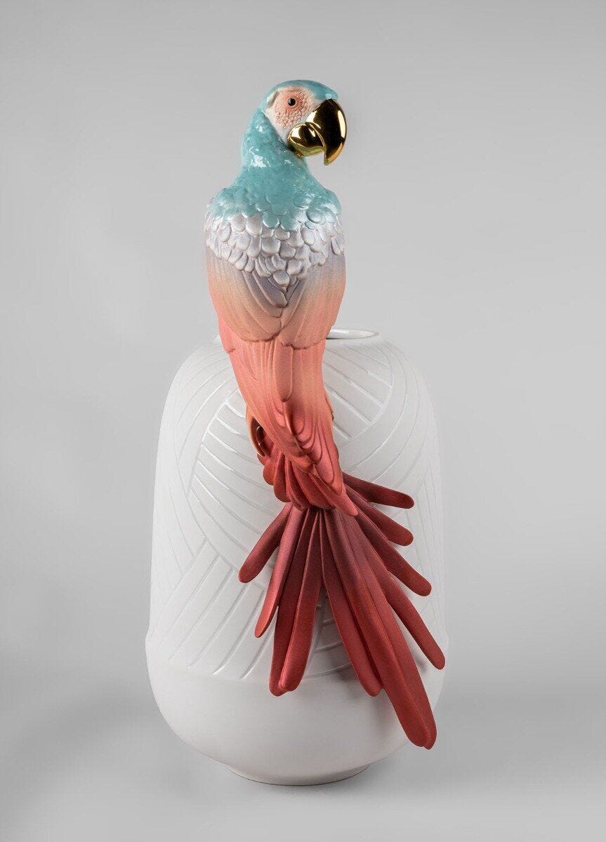 Macaw bird vase. Red - Lladro-USA