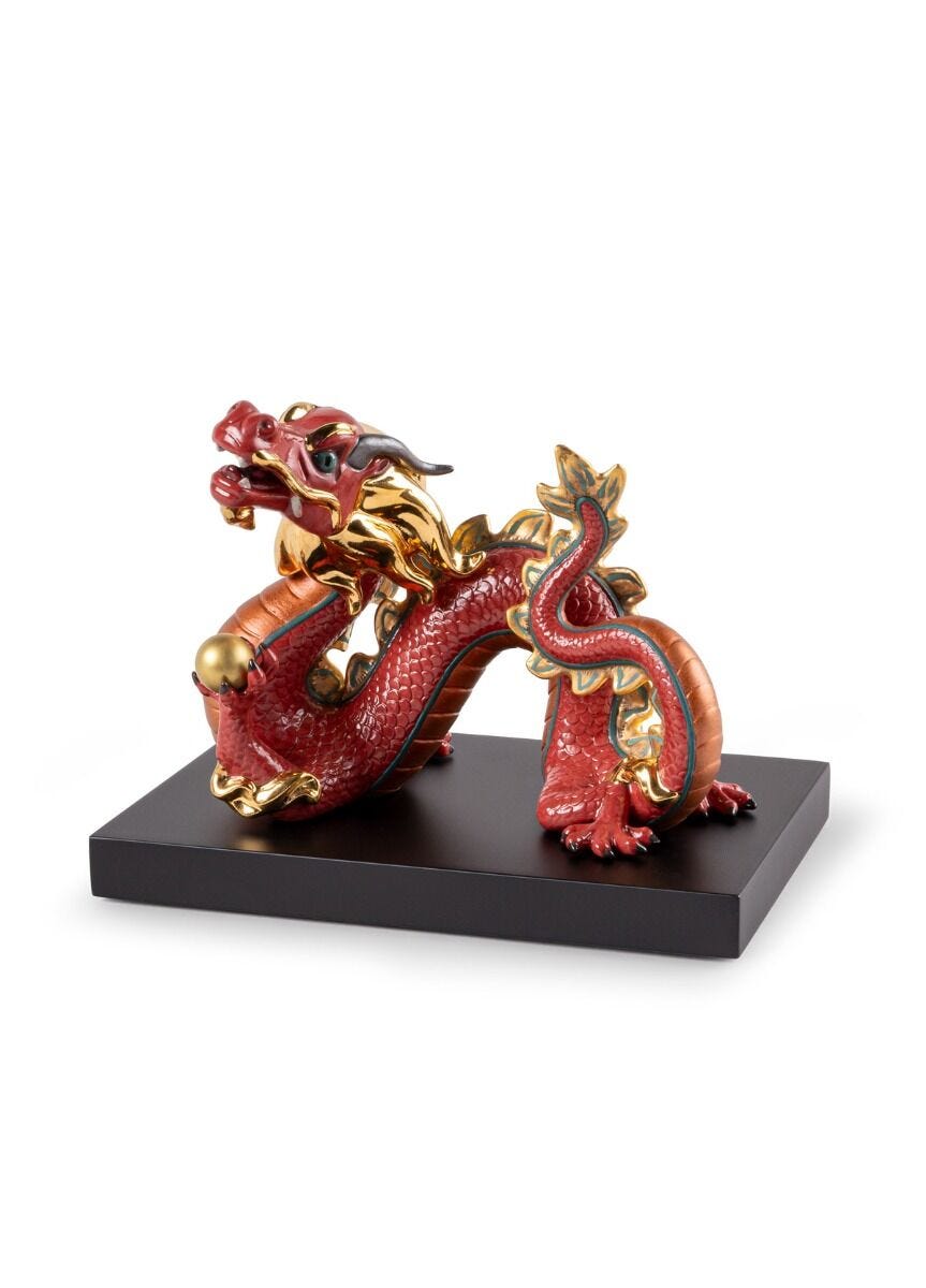 Dragon Sculpture. Red. Limited Edition - Lladro-Japan