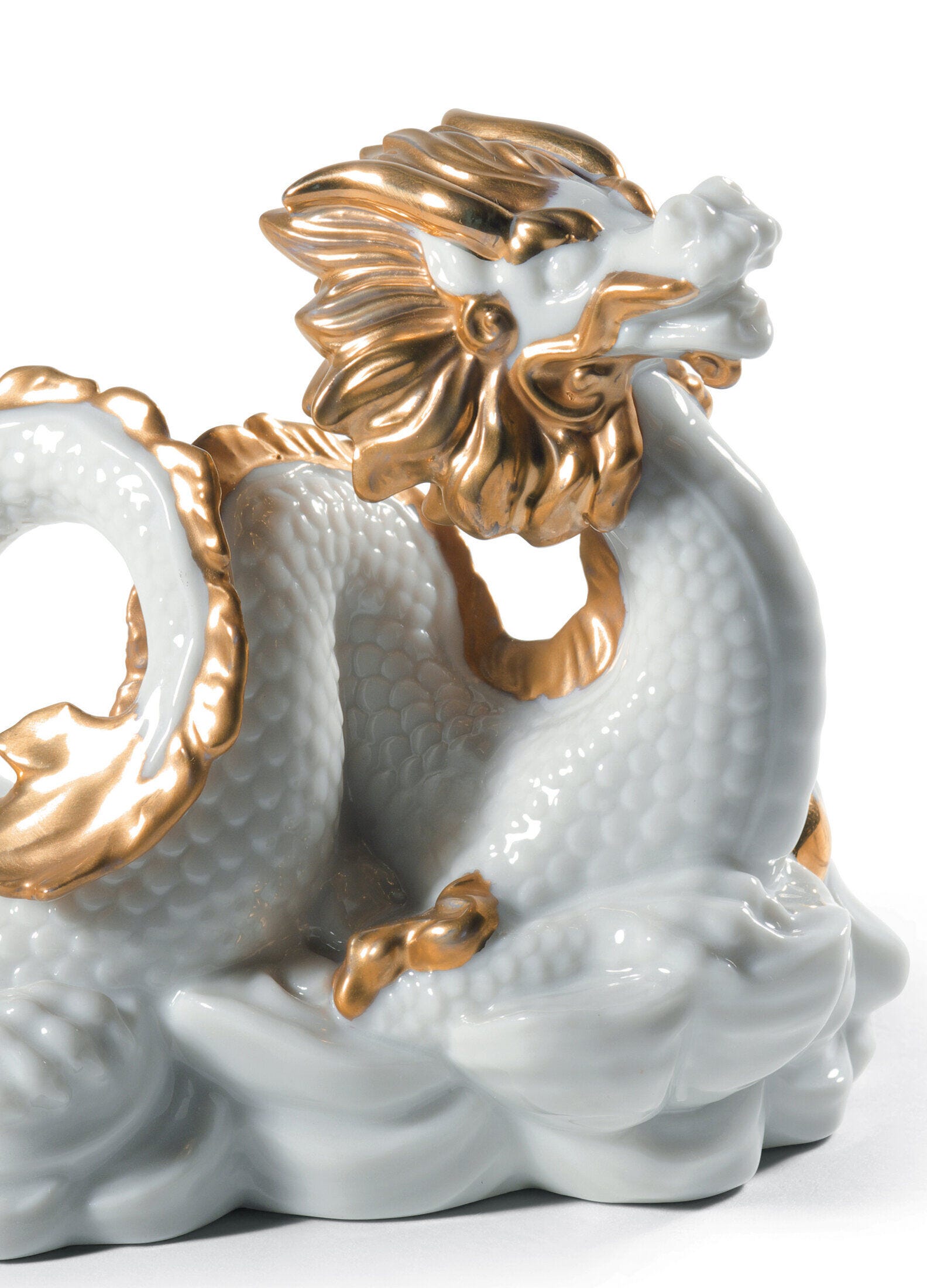 Porcelain Asian DRAGON Gray deals White 8” Figural Statue Sculpture SetFABULOUS Detail