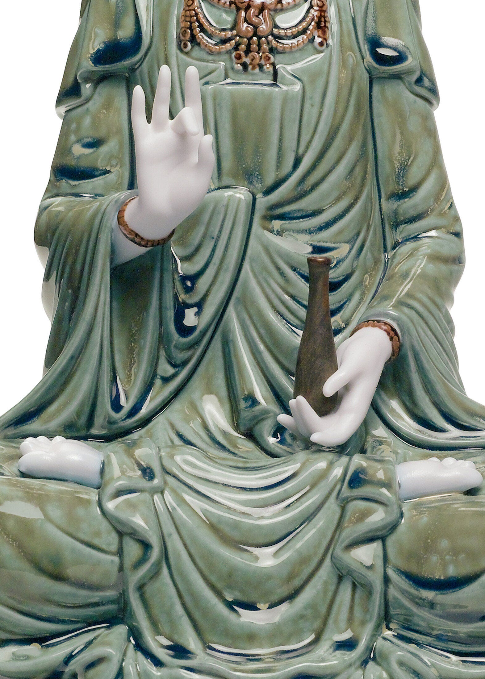 Kwan Yin Figurine. Green - Lladro-India