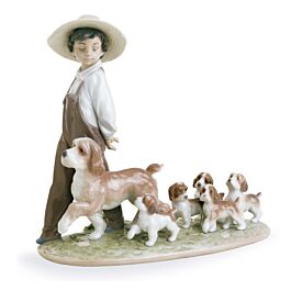 My Little Explorers Boy with Dogs Figurine - Lladro-USA