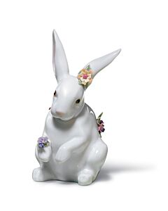 花飾りの白うさぎ II - Lladro-Japan