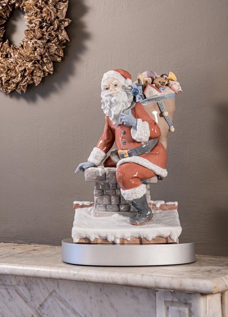 Figura Papá Noel por la chimenea. Serie limitada en Lladró