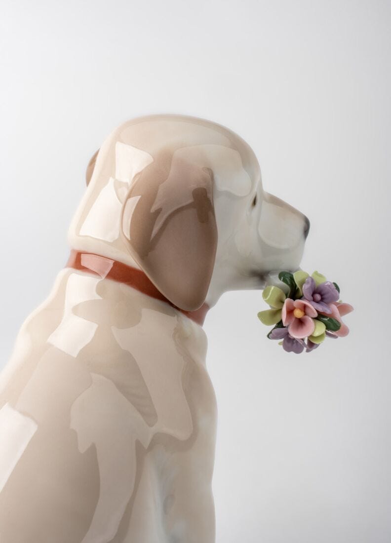 This Bouquet Is for You Dog Figurine in Lladró