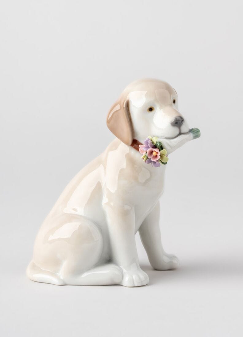 This Bouquet Is for You Dog Figurine in Lladró