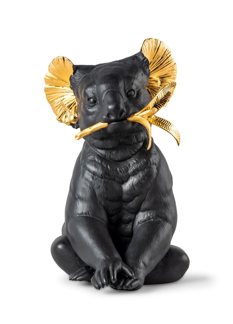 Scultura Koala. Nero-oro. Serie Limitata in Lladró