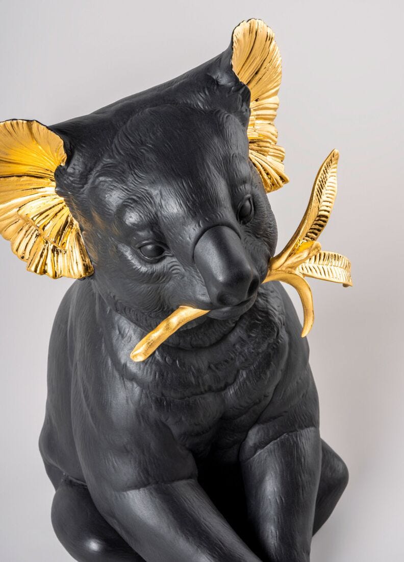 Escultura Koala. Negro-dorado. Serie Limitada en Lladró