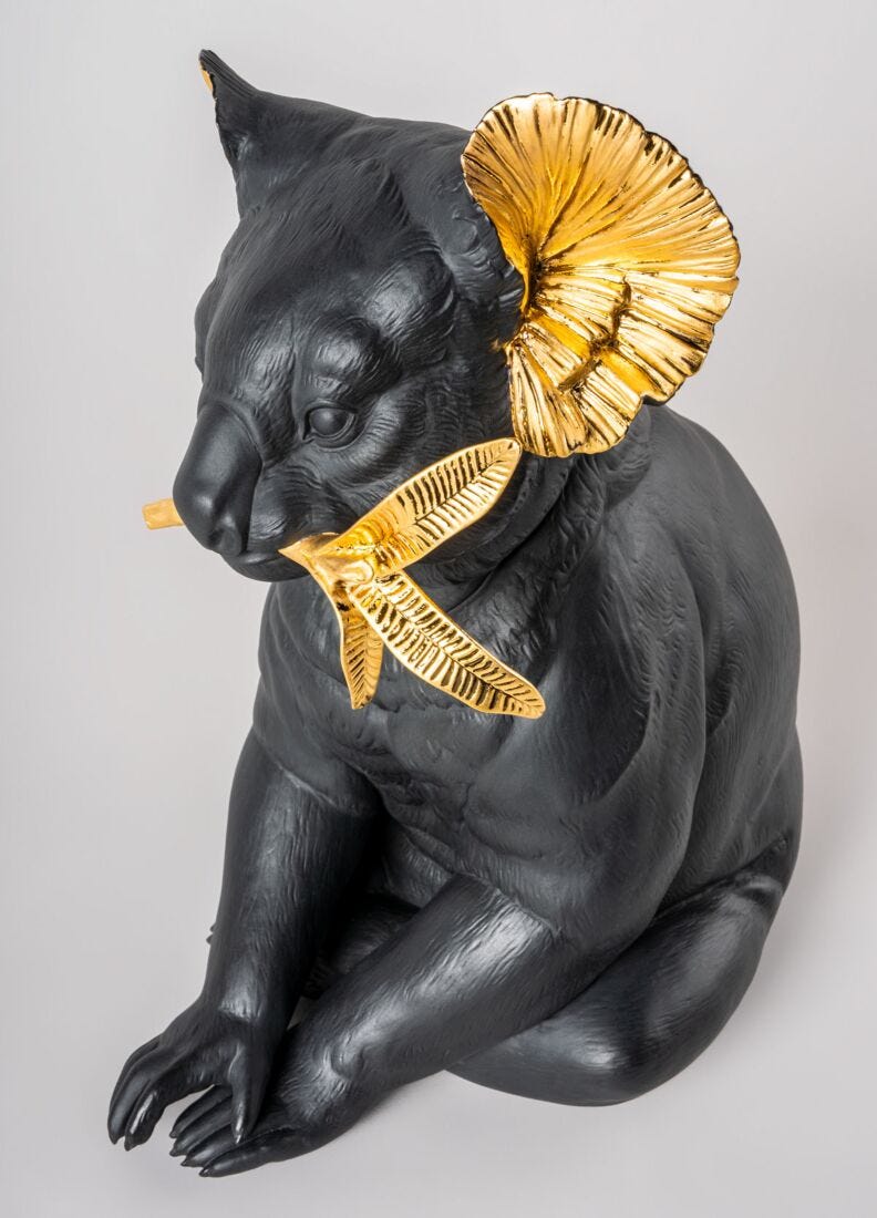 Escultura Koala. Negro-dorado. Serie Limitada en Lladró