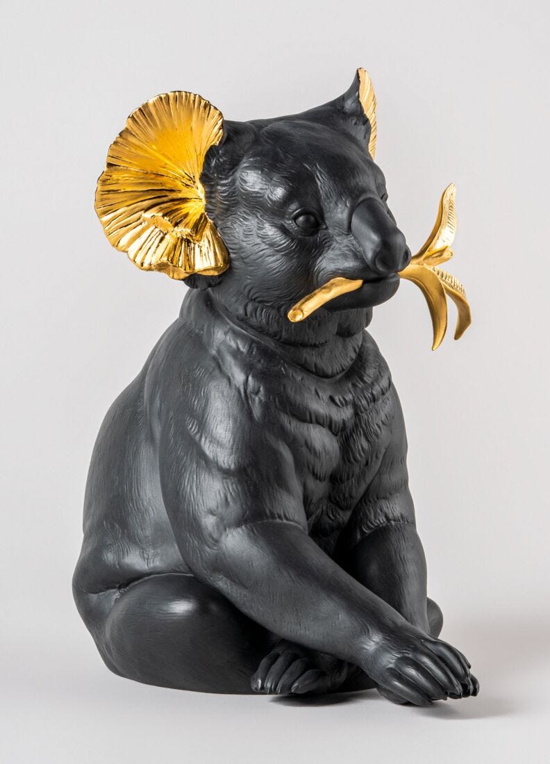 Escultura Koala. Negro-dorado. Serie Limitada en Lladró