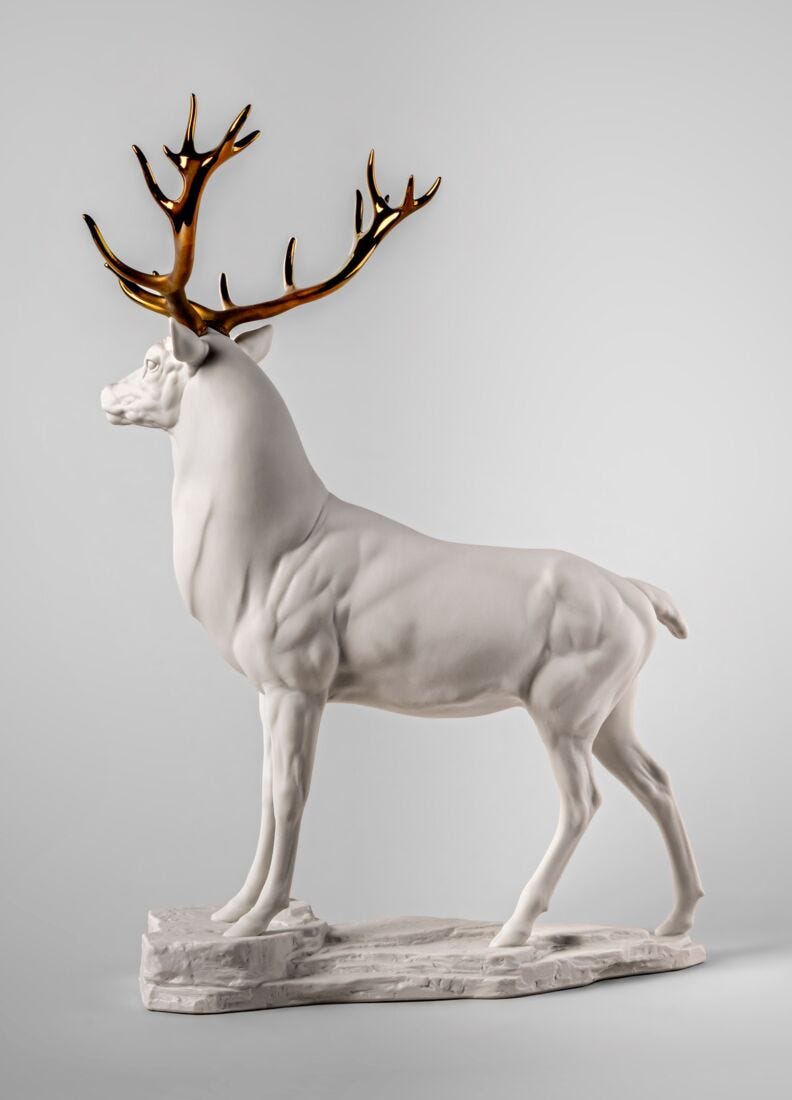 Deer Sculpture. White-copper in Lladró