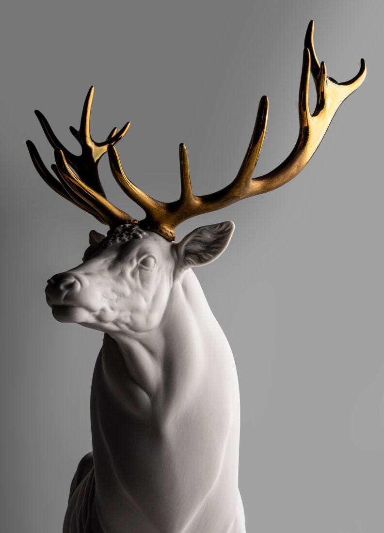 Deer Sculpture. White-copper in Lladró