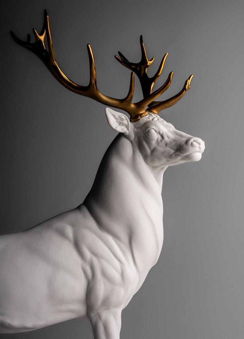 Deer Sculpture. White-copper in Lladró