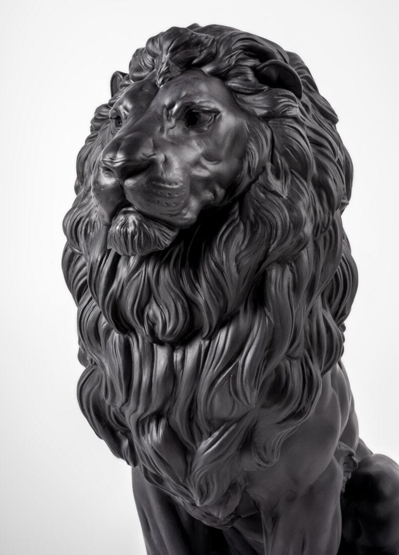 Majestic Lion Sculpture in Lladró