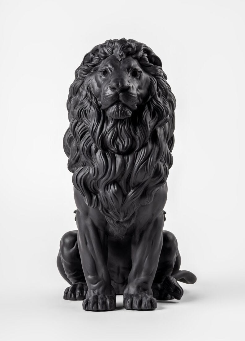 Majestic Lion Sculpture in Lladró