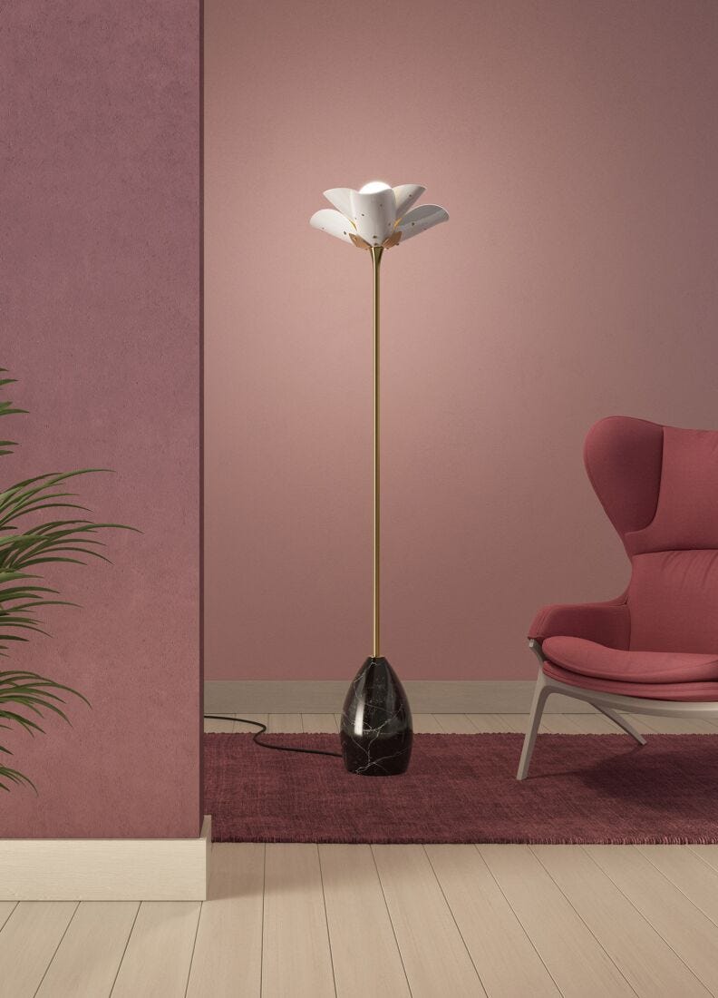 Blossom Floor Lamp. White and Golden Luster. (UK) in Lladró