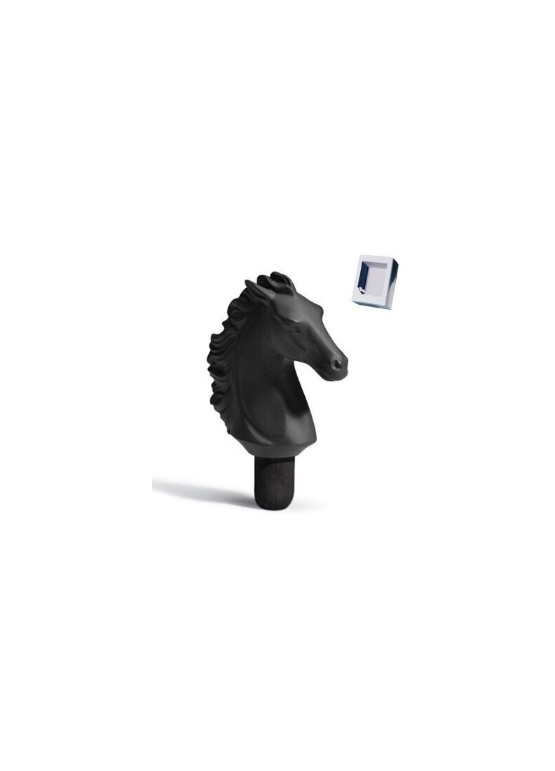 BACCHUS BOTTLE STOPPER HORSE (BLACK)-WB in Lladró