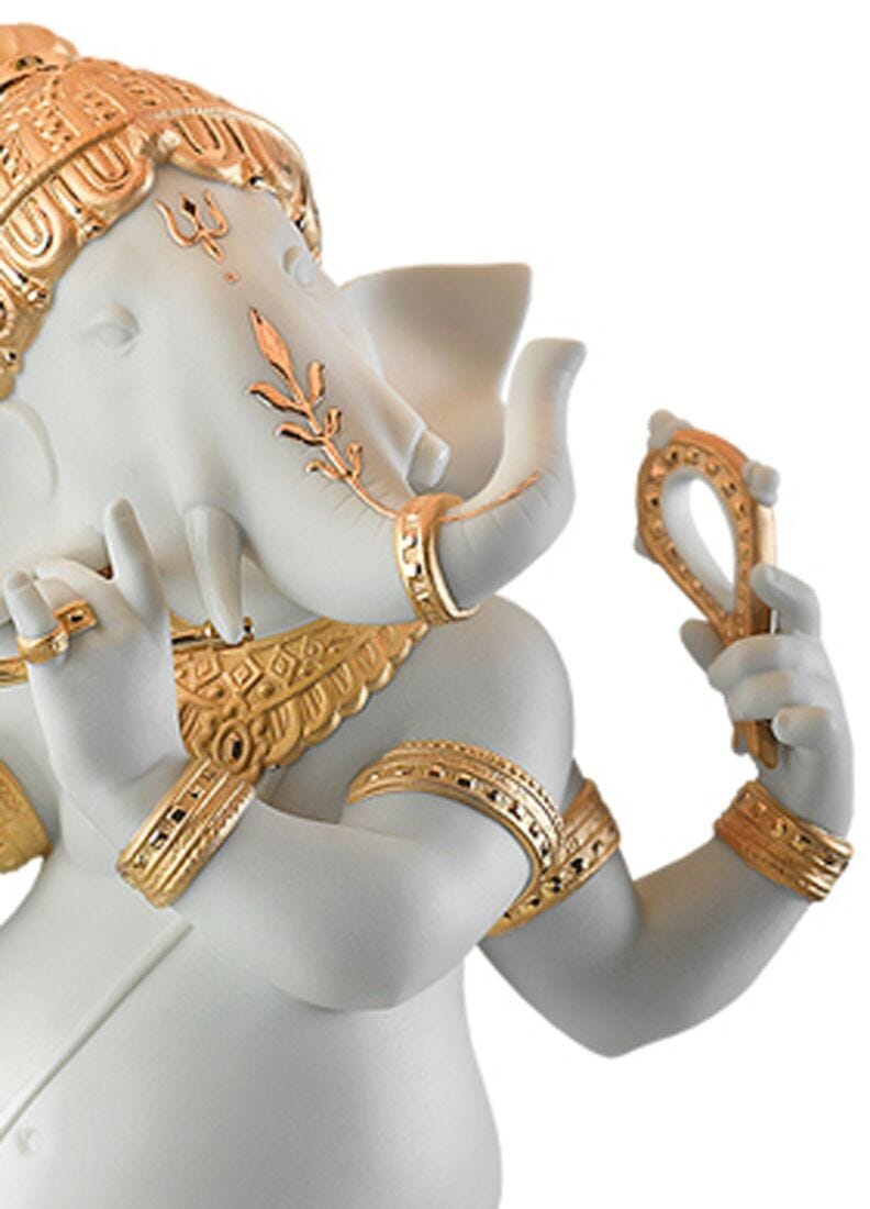 Bansuri Ganesha Table Lamp. Golden Luster (UK) in Lladró