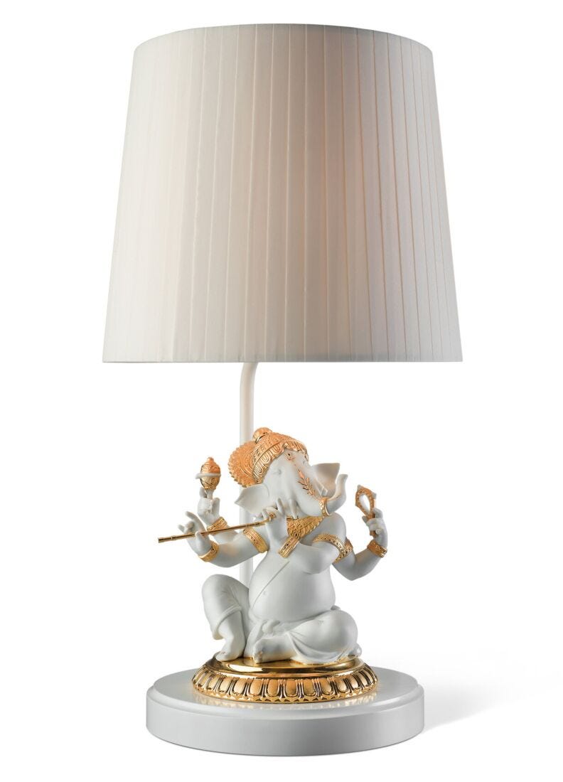 Bansuri Ganesha Table Lamp. Golden Luster (UK) in Lladró