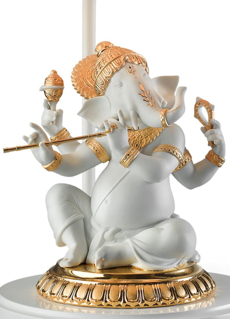 Bansuri Ganesha Table Lamp. Golden Luster (UK) in Lladró