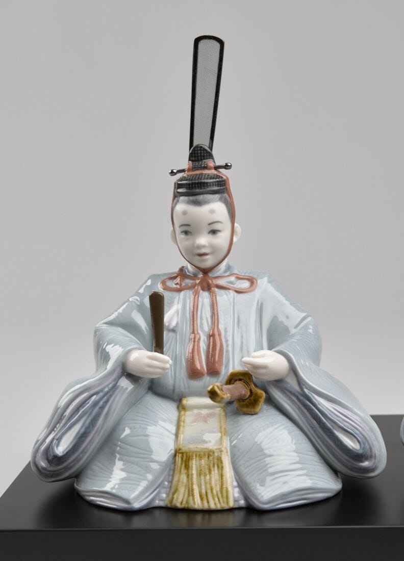 Maneki Neko Figurine. Silver Lustre - Lladro-USA