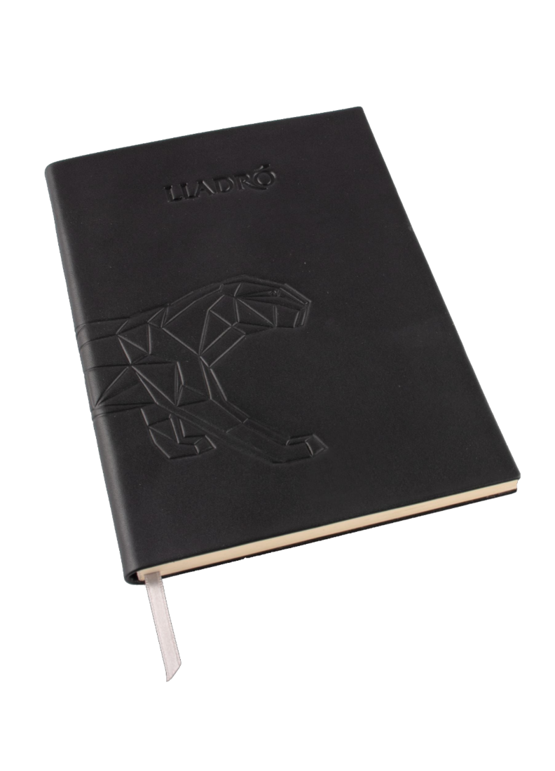 Origami Panther Leather Notebook Black in Lladró