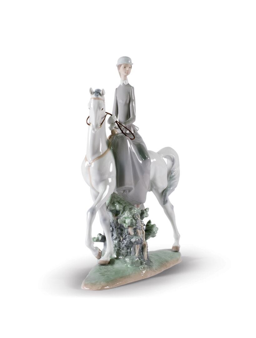 柔らかい ☆LLADRO リヤドロ 「白い馬の少女」 女の子 フィギュリン