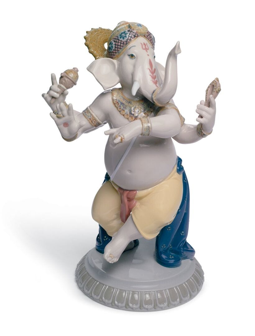 Dancing Ganesha Figurine - Lladro-India