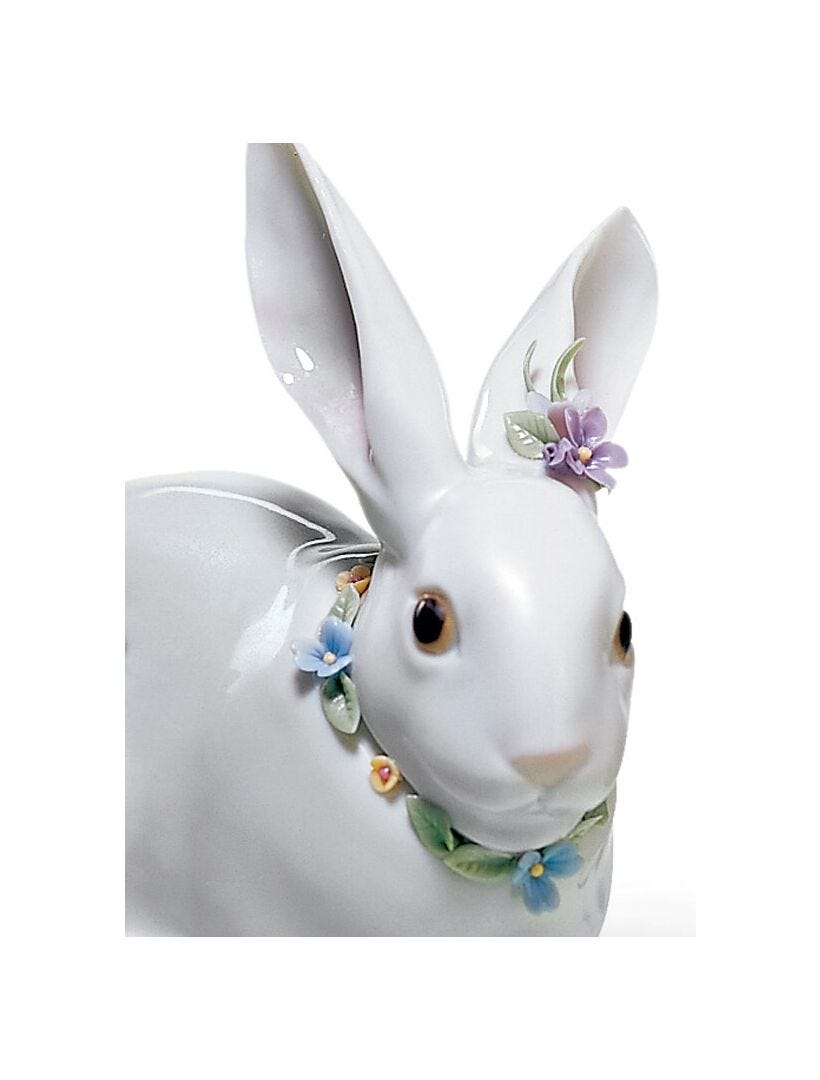 LLADRO リヤドロ 花飾りの 白ウサギ 2体セット