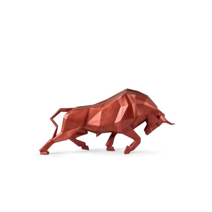 Escultura Toro. Rojo metalizado en Lladró