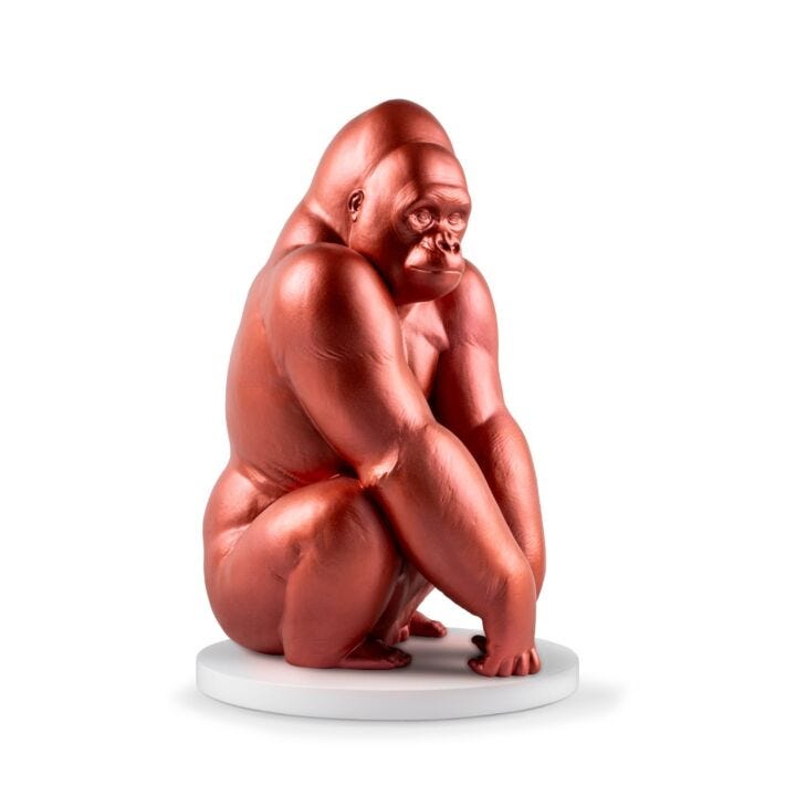 Scultura Gorilla. Rosso metallizzato. Serie Limitata in Lladró