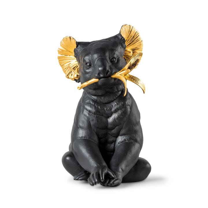 Scultura Koala. Nero-oro. Serie Limitata in Lladró