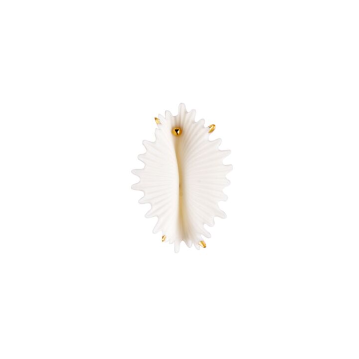 actinia 큰 귀걸이. 흰색과 황금 광택 in Lladró