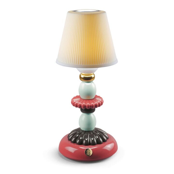 Lotus Firefly Golden Fall Table Lamp. Red Coral in Lladró