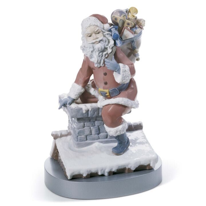 Down The Chimney Santa Figurine. Limited Edition in Lladró