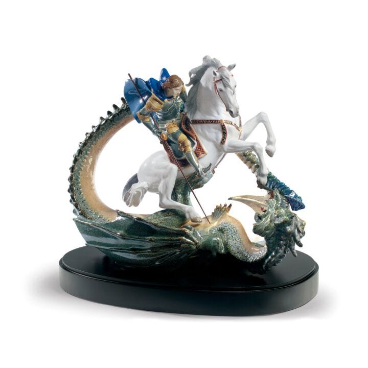Saint George and The Dragon Sculpture. Limited Edition in Lladró