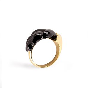 Heliconia Metal Ring. Black