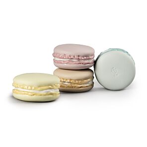 Macarons Figurine. Cream, Pink, Blue & Yellow