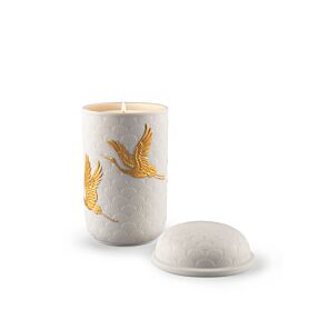 Golden Cranes Candle. Redwood fire Scent