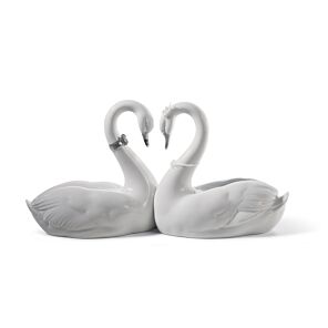 Endless Love Swans Figurine. Silver Lustre