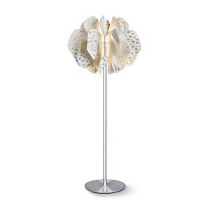 Nightbloom Floor Lamp. White & gold. (UK)