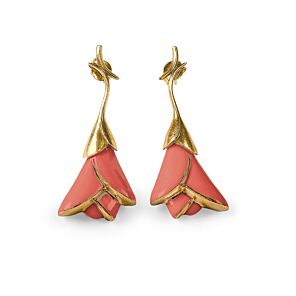 Heliconia short earrings. Coral