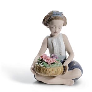 Arranging Flowers Girl Figurine