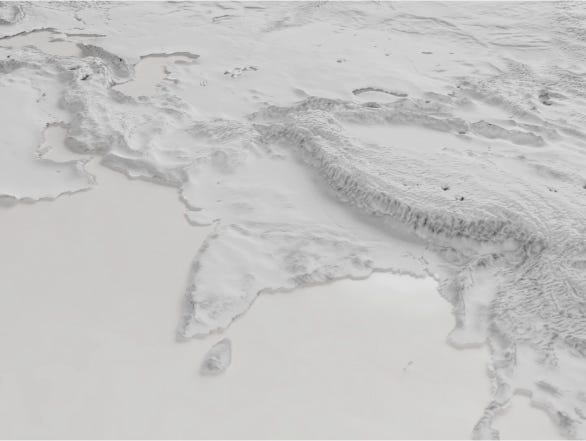 Map of Asia with porcelain texture