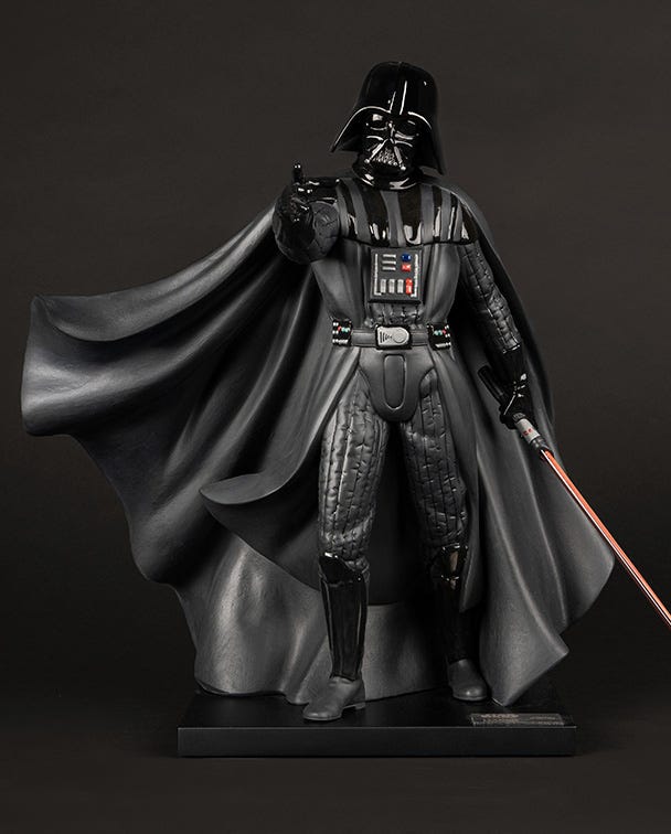 Detalles de la escultura de porcelana Darth Vader