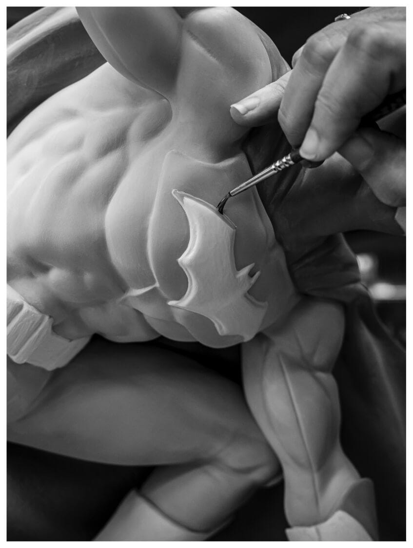 Batman sculpture being painted